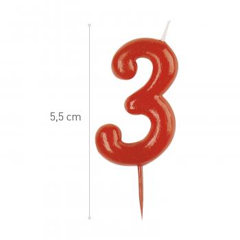 Geburtstags-Tortenkerze Zahl "3" (5,5 cm)