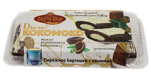 Kakao-Törtchen mit Kondensmilch-Creme gefüllt