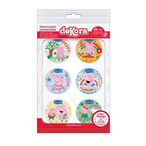 6 Essbare Muffin- & Cupcake-Aufleger "Peppa Wutz", 5,8 cm