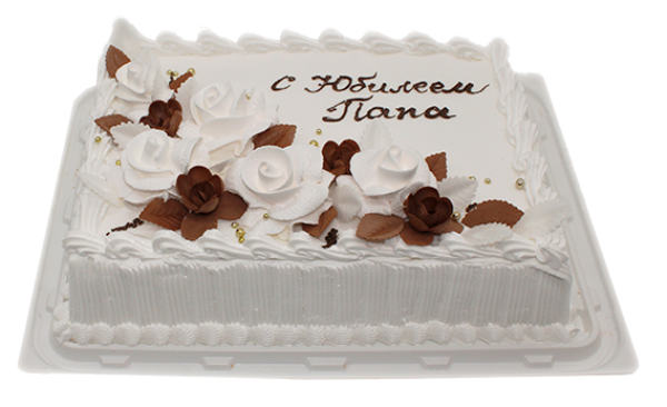 Geburtstagstorte mit weiß-braunen Rosen