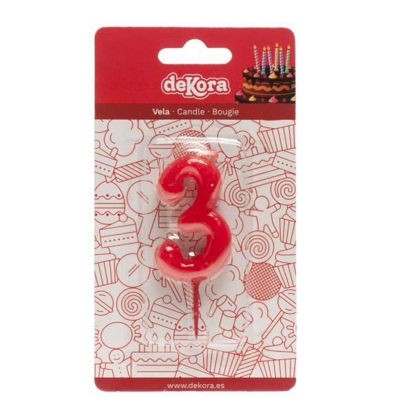 Geburtstags-Tortenkerze Zahl "3" (5,5 cm)