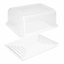 Große rechteckige Kuchenverpackung "Bankett" | Weiß-Transparent, 40 x 30,1 cm